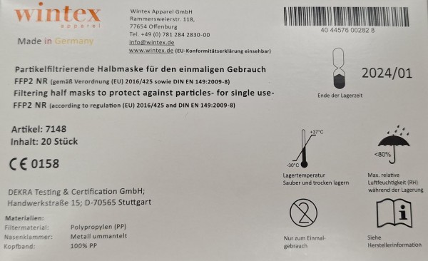 WINTEX Atemmaske FFP2, 20 St., SONDERPOSTEN